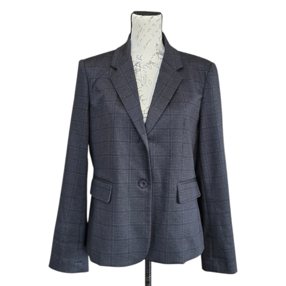 Amanda & Chelsea Black Windowpane Single Breasted Blazer Jacket L